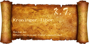 Kroninger Tibor névjegykártya